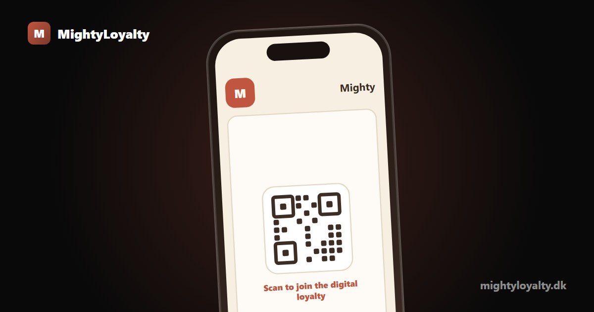 Phone showing the QR code guests scan at the counter to join the loyalty programme